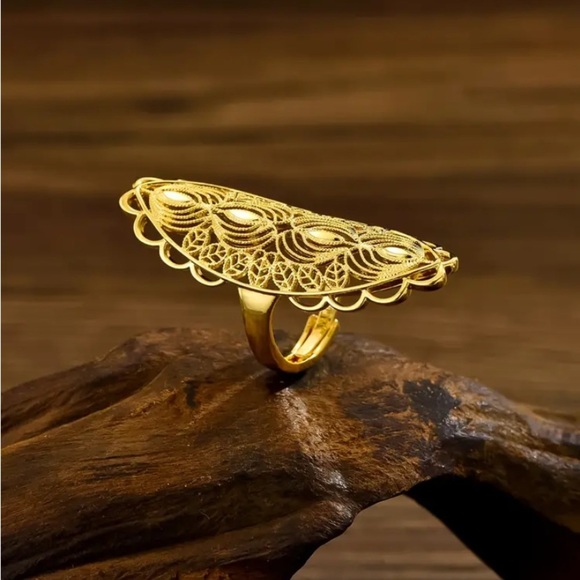 Gold Geometric 24K Exaggerated Ring - Picture 6 of 6